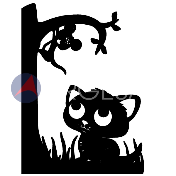 Artécora Metal Wall Art Kitten and Brave Baby Mouse