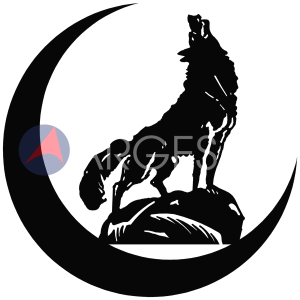 Artécora Metal Wall Art Howling Wolf with Crescent Moon