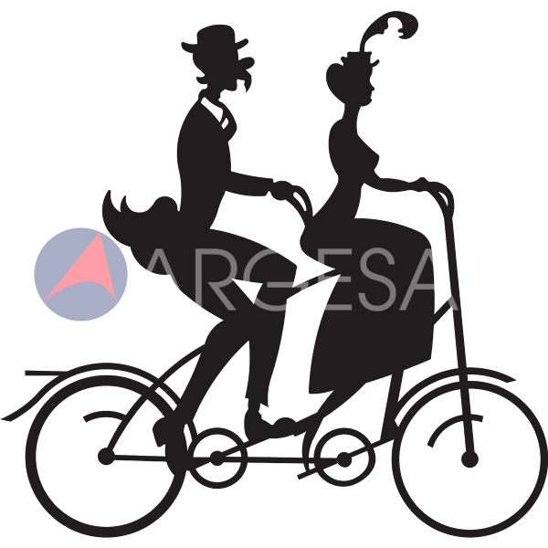 Artécora Metal Wall Art Vintage Lovebirds Riding Tandem Bicycle